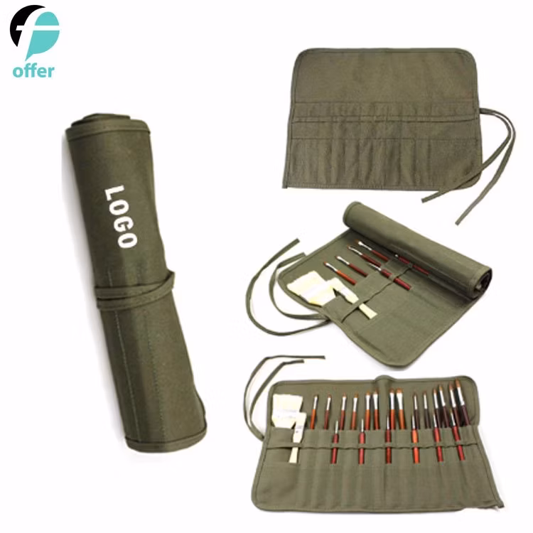 30 Slots Roll up Canvas Oil Paint Brush Bag Case Holder