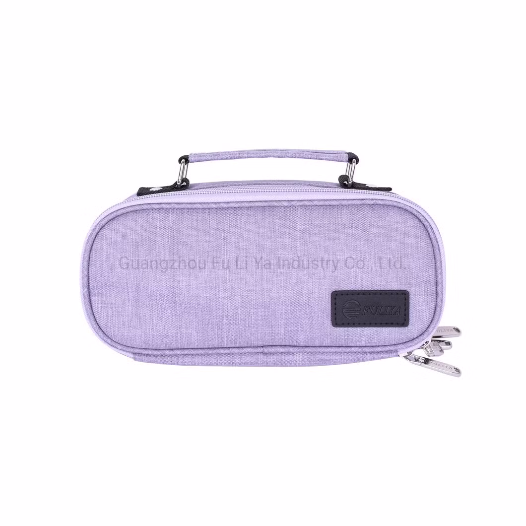 Blue Multi Stationery Set Pencil Case Makeup Bag Box Writing Case with Handle Two Compartments