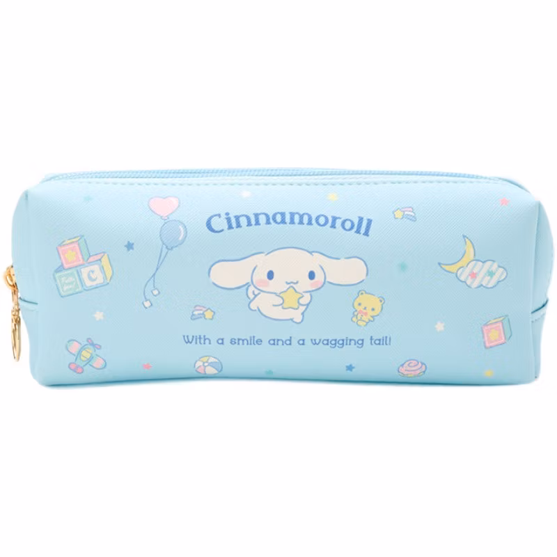 Cartoon PU Leather Square Double Zipper Student Pen Case
