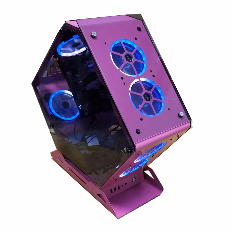 Supper Multiple Colors Gaming PC Casing Special Design Gaming ATX Case Computer with Tempered Glass, RGB 12cm Fans