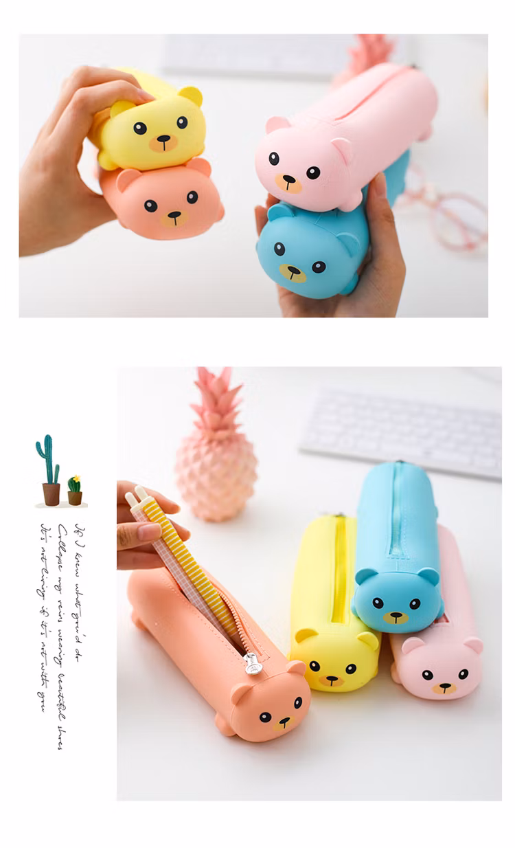 Discount Creative Silicone Three-Dimensional Pencil Bags Animal Shape Large-Capacity Cute Pen Bag