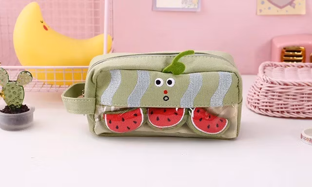 School Stationery Supply Cartoon Fruit Design Large Kawaii Pencil Case for Kids