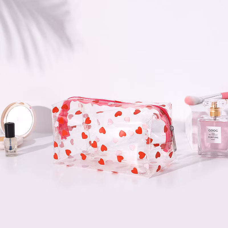 Custom Simple Flocking Care Bag Creative Mesh Design Portable Storage Girls Toiletry Bag Pencil Bag