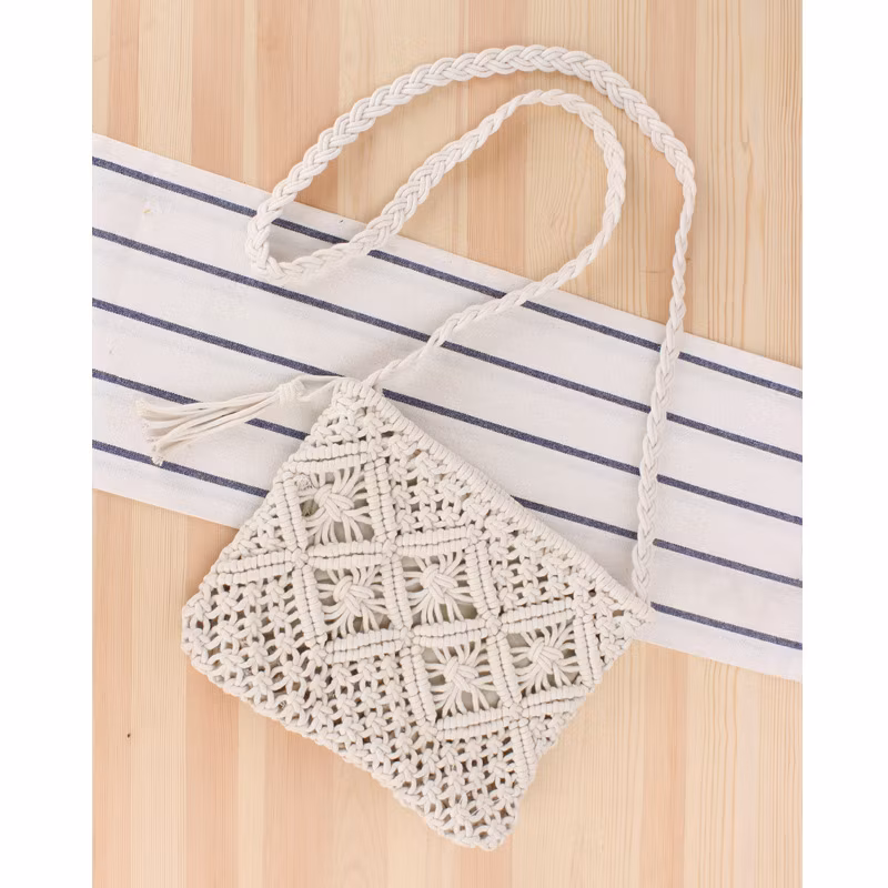 Women Summer Straw Large Tote Bag Beach Casual Shoulder Bag Handmade Square Storage Bag