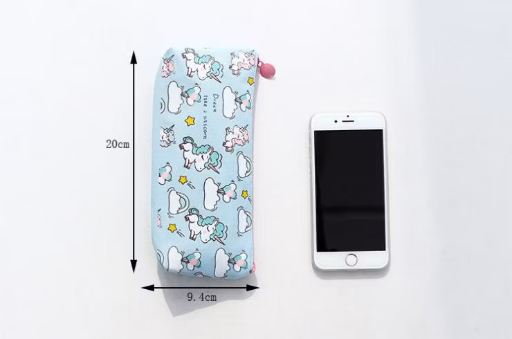 Cartoon Children Stationery Bag Cute Kawaii Zipper Canvas Pencil Case Unicorn