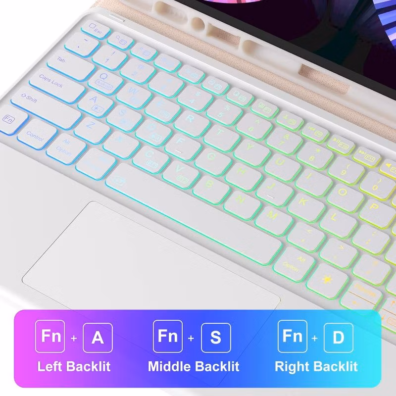 iPad 10th Generation Case with Keyboard 10.2", 7 Color Back Light, Multi-Touch Trackpad, Flip Stand Case with Pencil Holder
