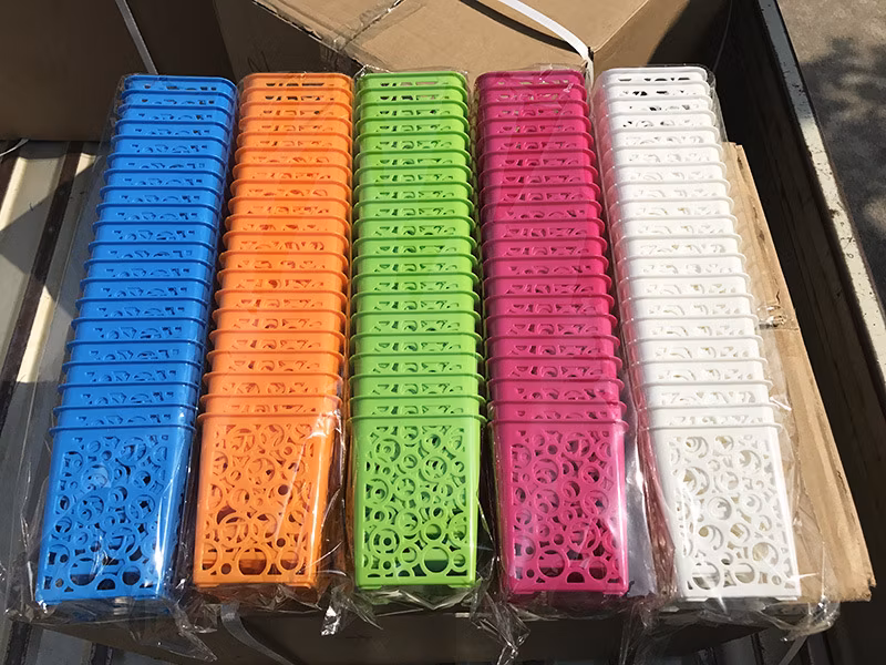 Supplies Organizer, Plastic Floral Design Square Pen/Pencil Holder Desk Organizer