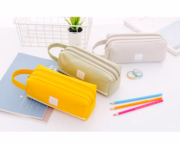 Large Capacity Pen Case Double Zippers Pen Bag Office Stationery Bag Pencil Case with Compartments