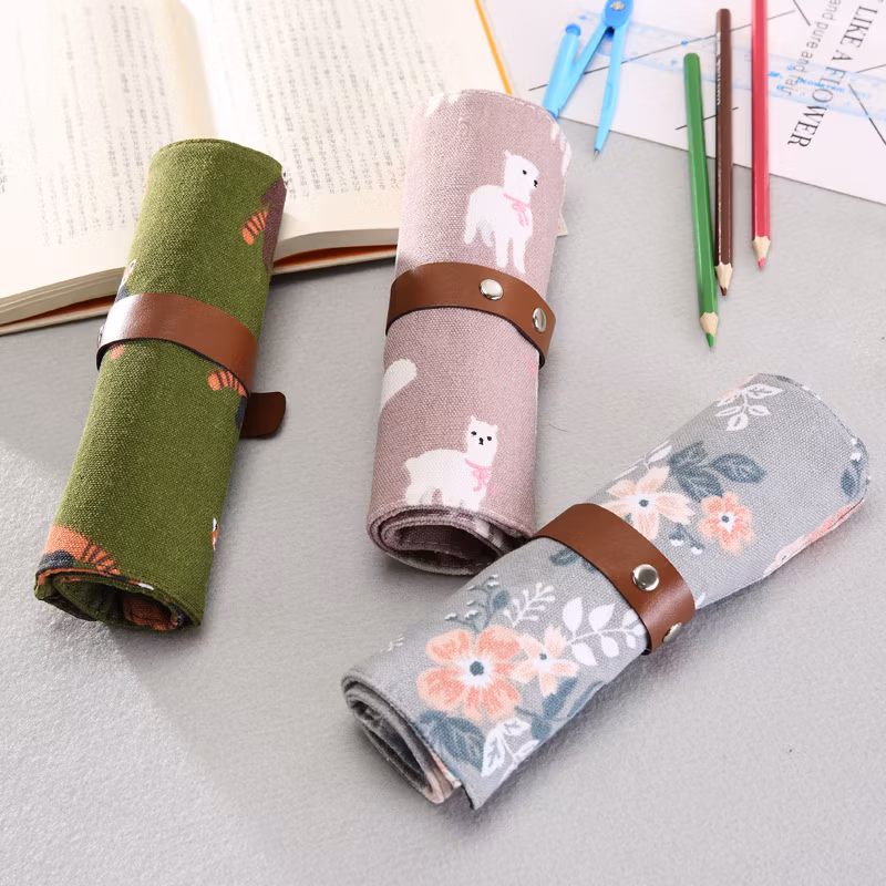 Small Fresh Creative Strappy Roller Single Layer Canvas Pencil Case