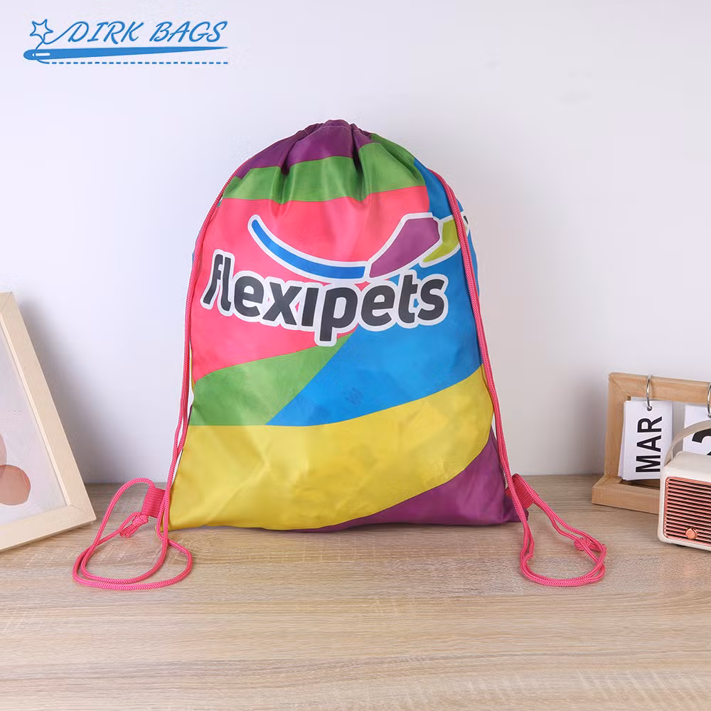Large Capacity Promotional Advertising Bag Polyester Nylon Drawstring Backpack