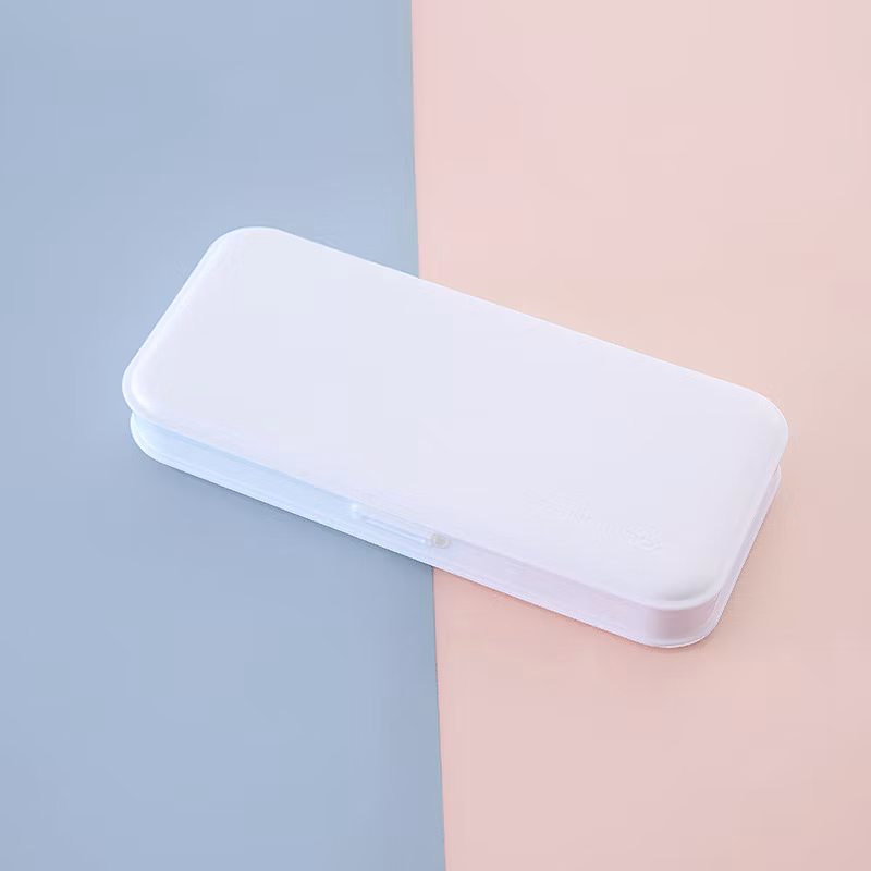 Ins Hot Sale Matte Color Plastic Student Stationery Larger Storage Pencil Case