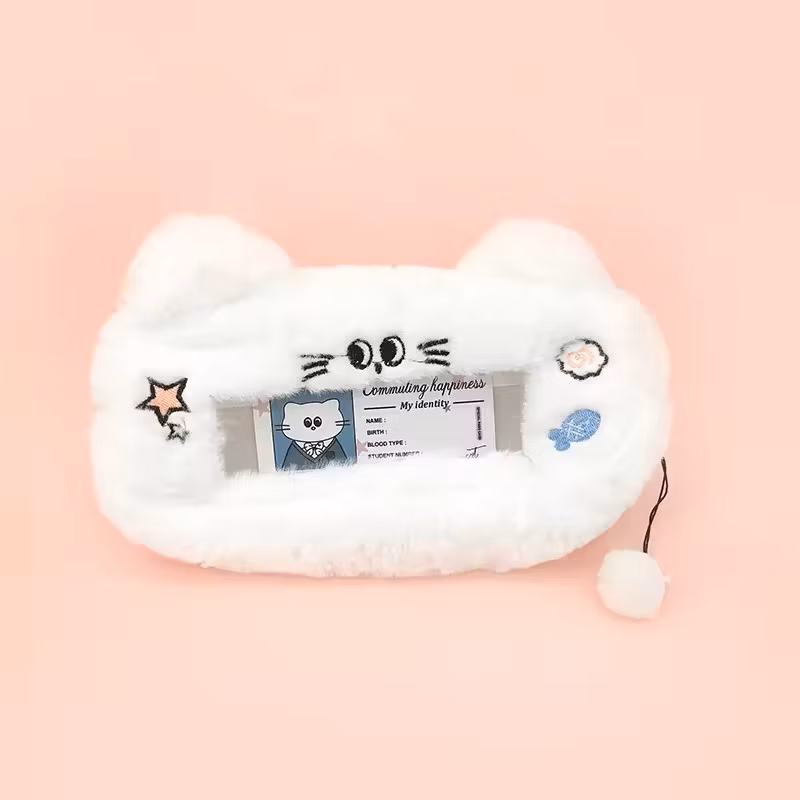 White Color 25cm Cute Animals Cat Fluffy Plush Pencil Case for Sale