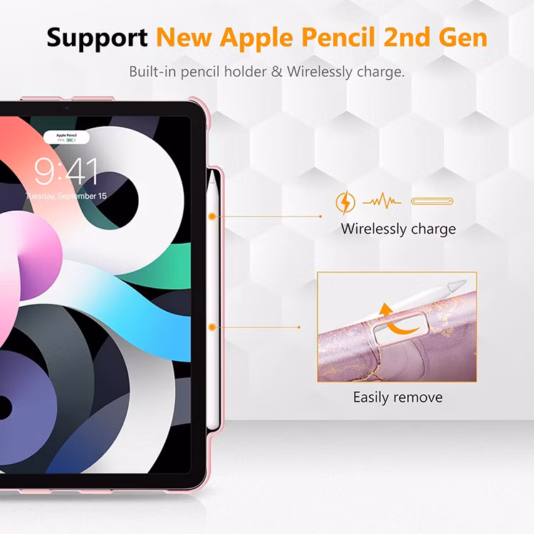 Shockproof Color Drawing with Pencil Holder Rotating Case for iPad Air 5th Generation 2022/Air 4th Generation 2020 10.9 Inch
