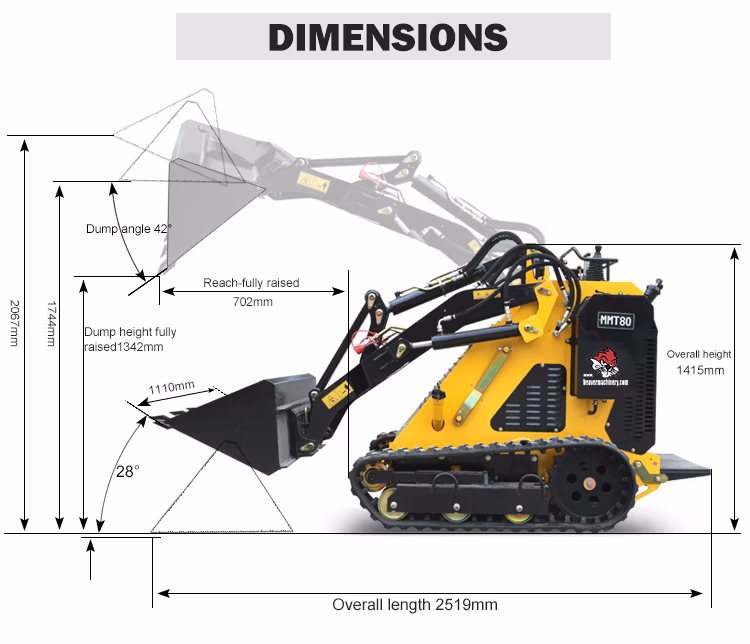 Factory Cheap Price Beaver Front End Shovel Small Multi Function Loader Mini Skid Steer Loader with Different Attachments for Replacement Auger Loader