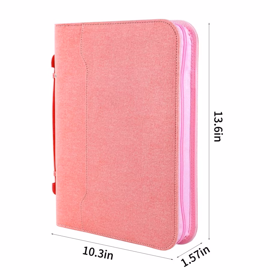Business Portfolio A4 Binder Zippered Leather Executive Compendium Document Folder Case