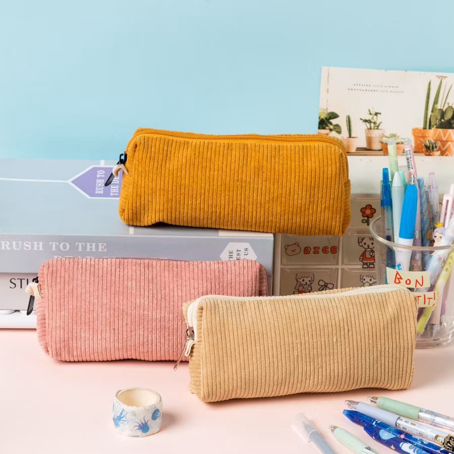 Stylish Corduroy Pencil Case Bag for Artists and Students