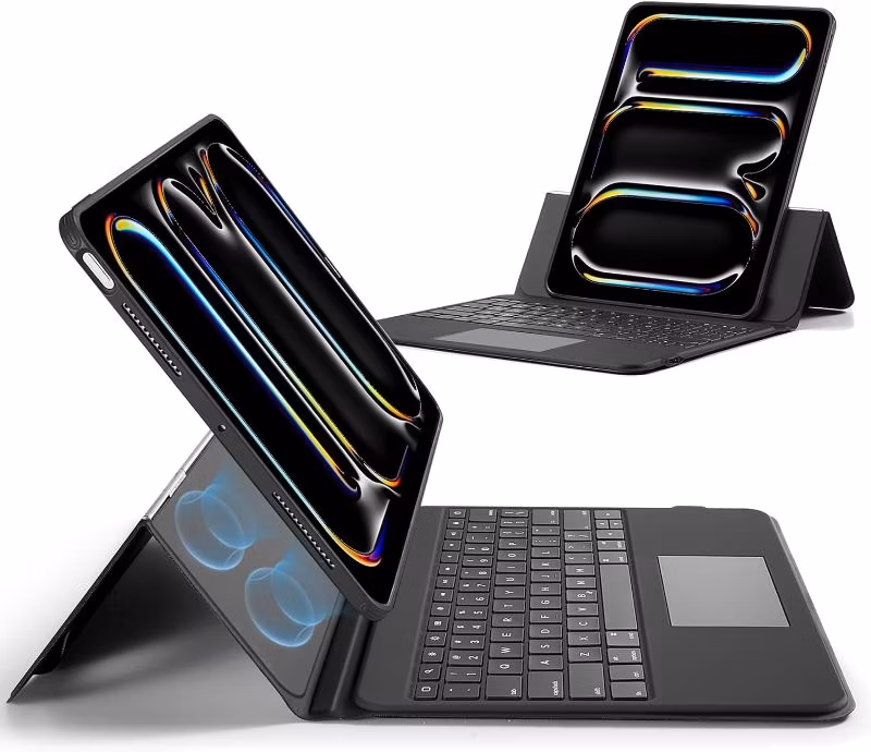 Magnetic Detachable Bluetooth Keyboard Case, with Touchpad, Portrait/Landscape Stand, 7-Color Backlit Keyboard Case for iPad PRO 11 (2024) /11-Inch, 5 Gen.