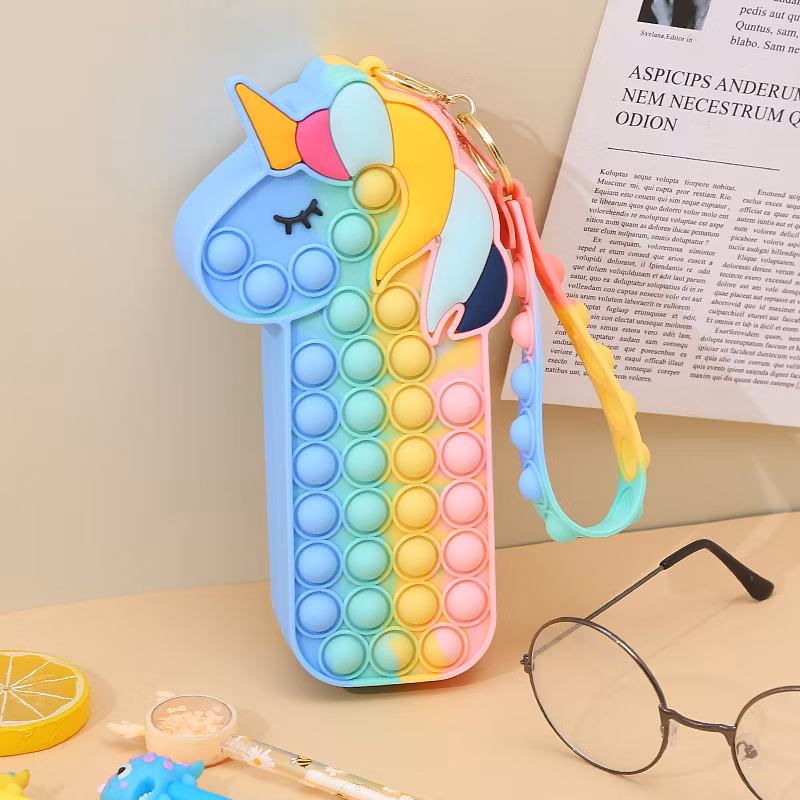 Wholesale DIY Unicorn Silicone Pen Bag Children Cute Stationery Features Pencil Cases