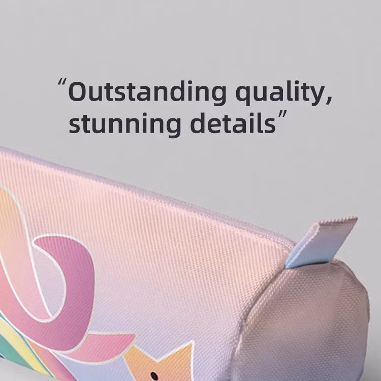 Cute Widely Used Custom Canvas Cover with Fast Food Design Pencil Pouch Bag Kids Cylinder Shaped Round Pencil Case
