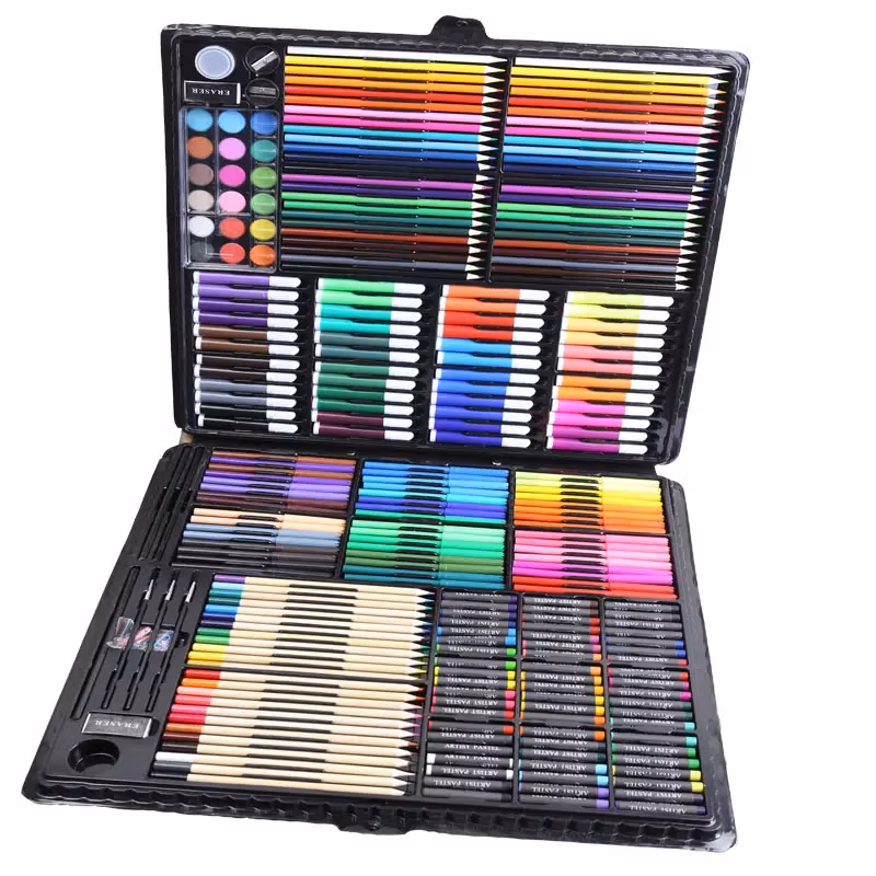 Plastic Kids Crayon Coloring Case Pencil Oil Pastel Maker Art Drawing Kit Set for Children