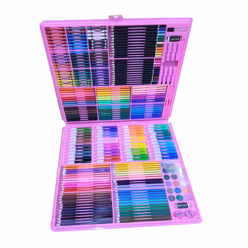 Plastic Kids Crayon Coloring Case Pencil Oil Pastel Maker Art Drawing Kit Set for Children