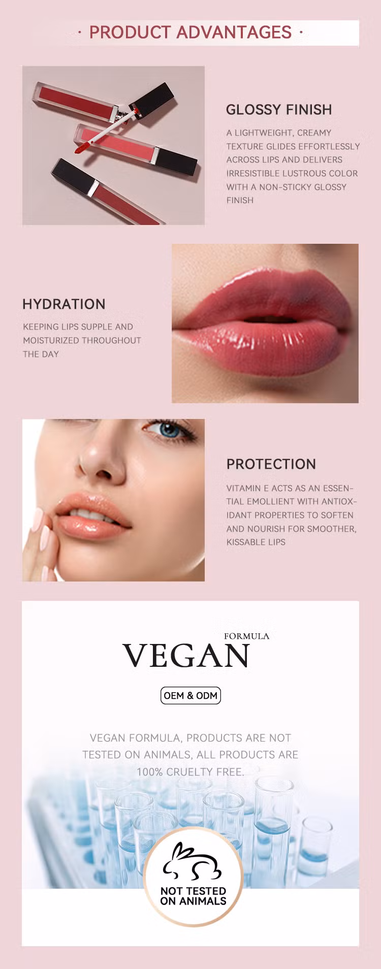Private Label High Pigment Shimmer Glossy Lipgloss Lip Makeup Cosmetics