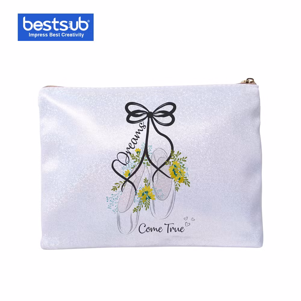 Bestsub Sublimation White Glitter Pencil/Makeup Case