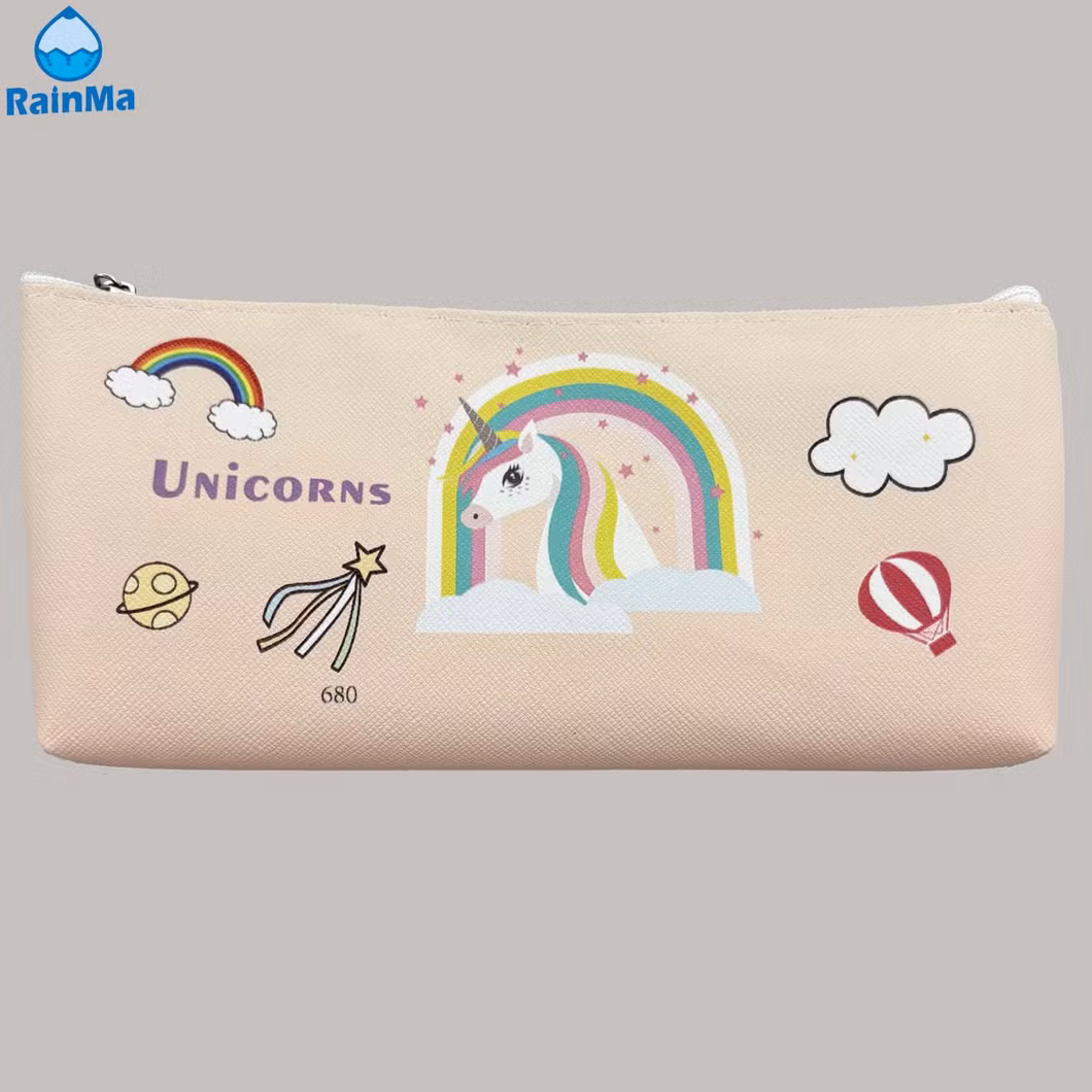 PU Flower Color Zipper Pen Pouch Bag for School and Office