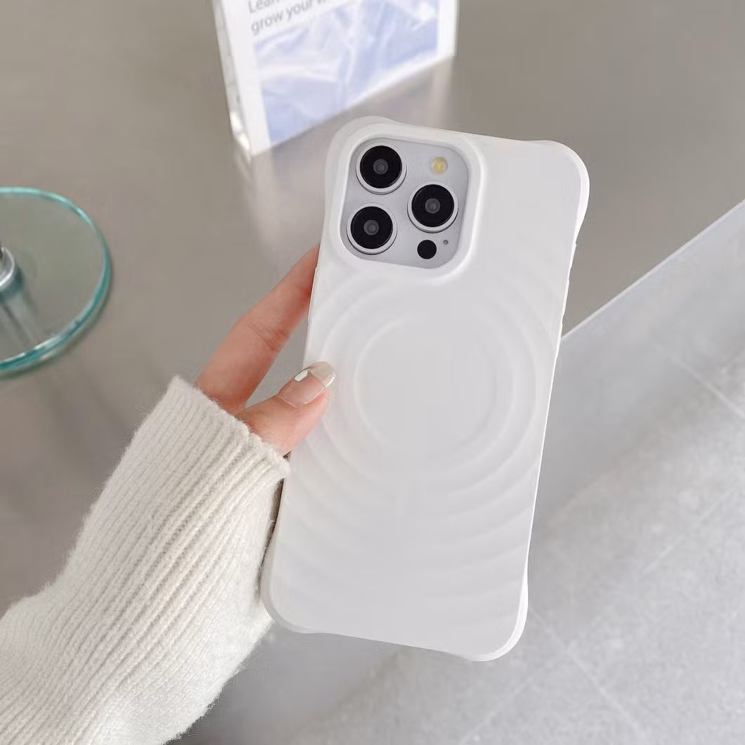3D Wave Satin Ruffle Pattern Phone Case for iPhone 15 PRO Max Magnetic Solid Cover