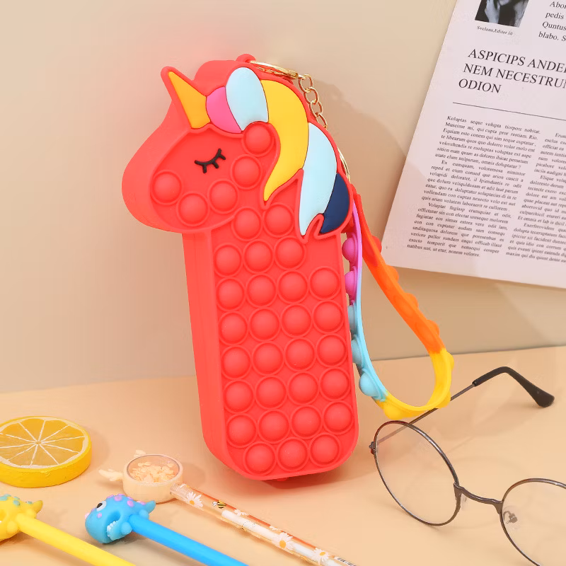 Wholesale DIY Unicorn Silicone Pen Bag Children Cute Stationery Features Pencil Cases