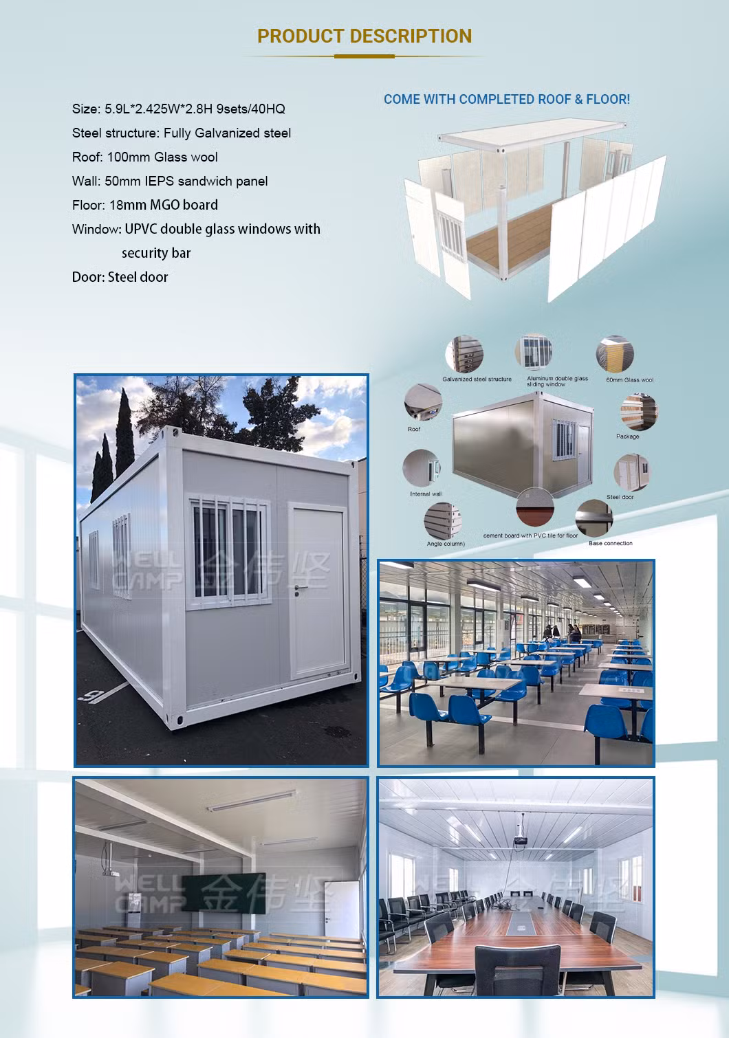Prefabricated Building Customizable Modular Homes Classroom Container School