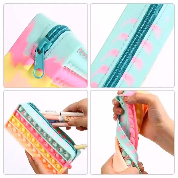 Pop It Silicone Waterproof School Pencil Case Box for Kids