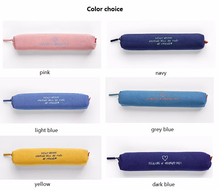 Customized Solid Canvas Pencil Pen Bag Students Zipper Pouch Pencil Case for School
