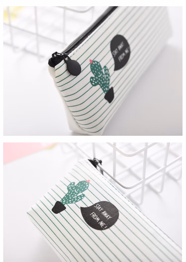 Cactus Design Simple Stationery Box Canvas Pencil Case