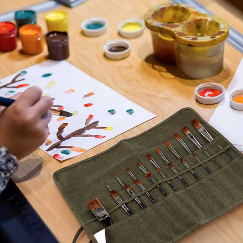 Artist Paint Brush Roll up Storage Bag Canvas Pouch for Student Artist Draw Pen Watercolor Pencil Holder
