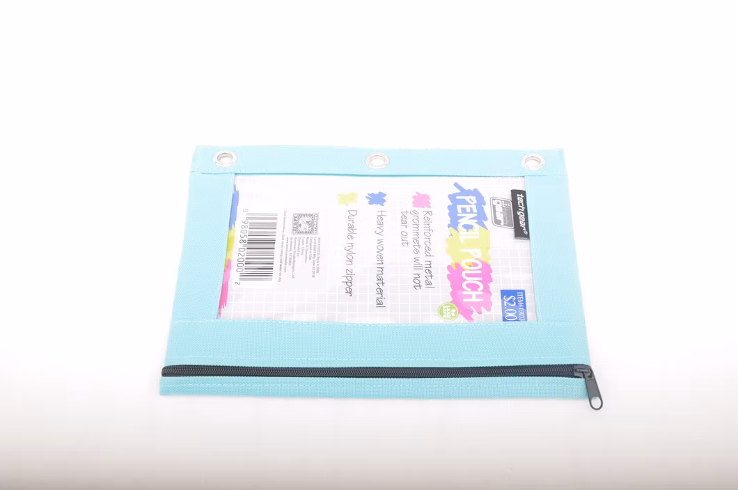 Pencil Pouch 3 Ring Binder Pouch W/ Rivet Enforced Rings Holes