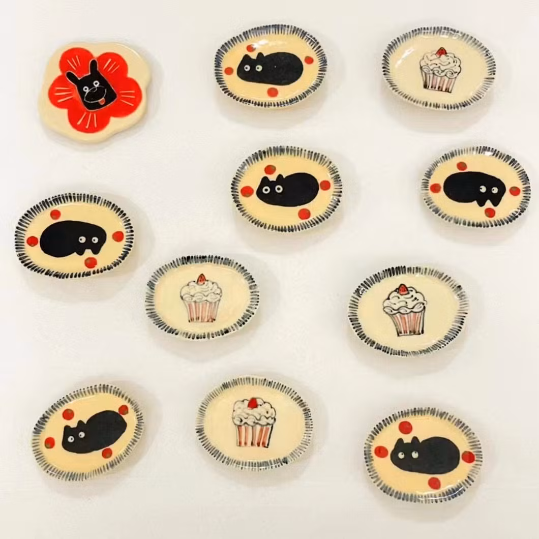 Handcrafted Painted Creative Ceramic Porcelain Pottery Refrigerator Fridge Magnet for Home Decoration Gift