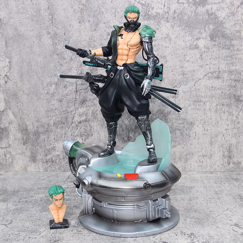 One Piece Anime Figure Cyberpunk Zoro Pendant Statue Can Be Illuminated Model Gift Hunter Model Cartoon-Character