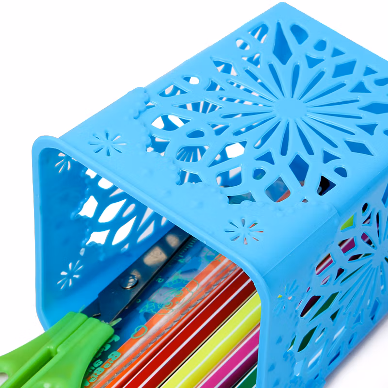 Cute Plastic Hollow Floral Design Colorful Pencil Holder, Pen Holder, Pencil Cup