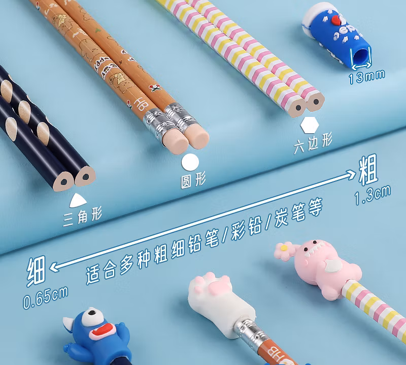 Creative Pencil Case Children′s Pencil Protective Cap Cartoon Cute Silicone Pencil Case Primary School Pencil Extender