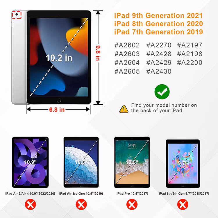Shockproof Clear Back Shell Built-in Pencil Holder Tablet Case for iPad 9th/8th/7th Generation 2021/2020/2018 10.2 Inch