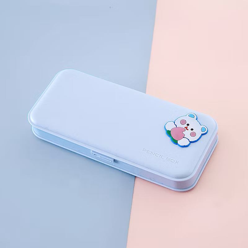 Ins Hot Sale Matte Color Plastic Student Stationery Larger Storage Pencil Case