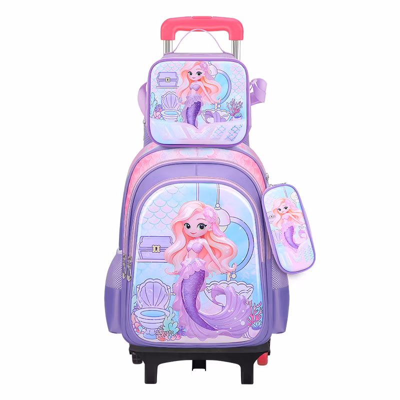 2024 Fashion Boys Girls Children Pupil Trolley School Bag with Wheels (ready to ship)