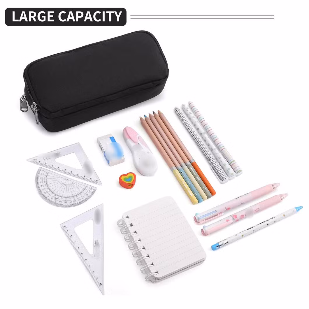 Large Capacity Pencil Pouch Aesthetic Pen Bag Office Stationery Organizer Simple Durable Multifunctional Aesthetic Pencil Case