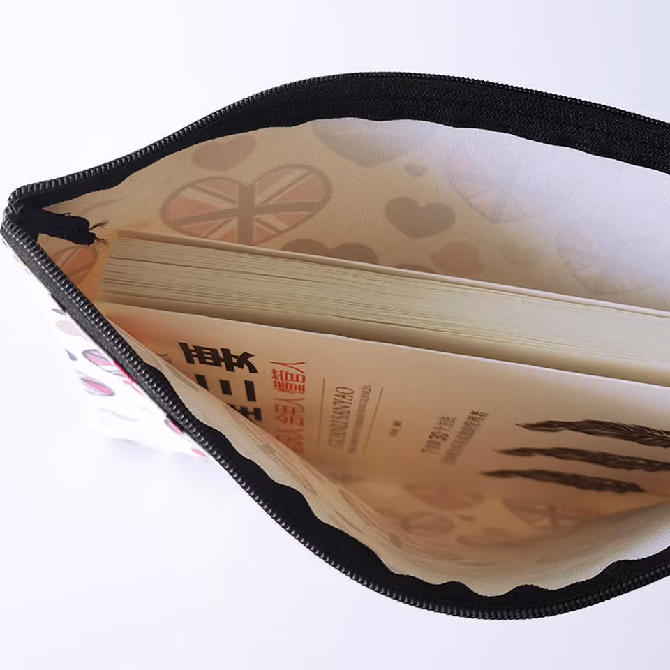 B4 A4 B5 A5 A6 Office School Leather Waterproof Zip Bag with Colorful Flowers Style