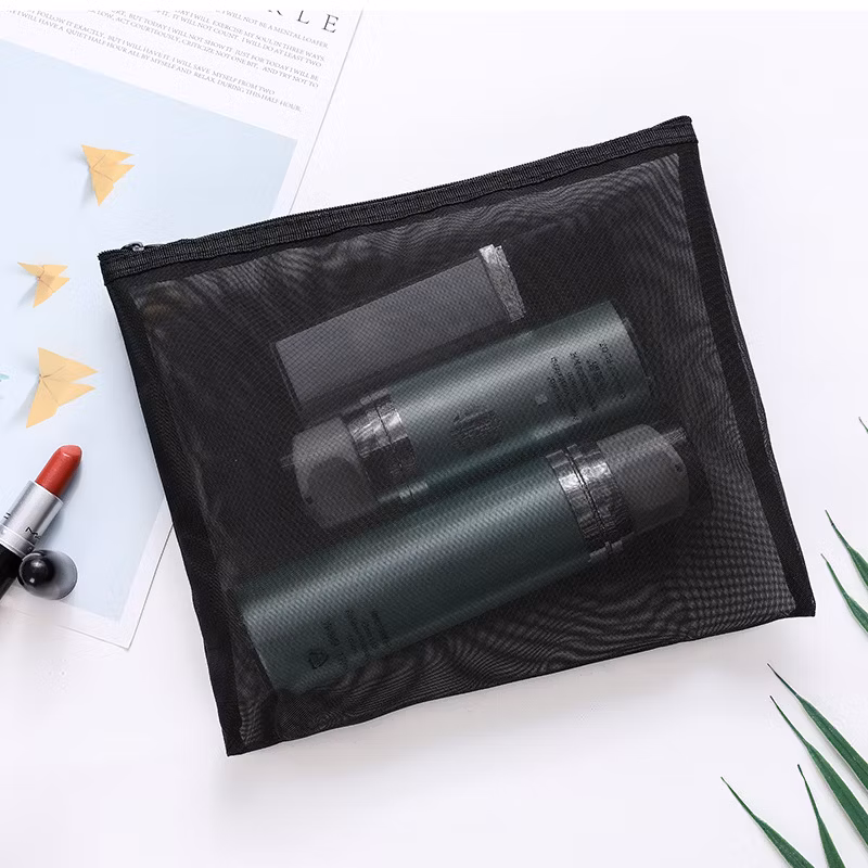 Black Mesh Makeup Cosmetic Bags Pencil Case Pouch Headset Bag