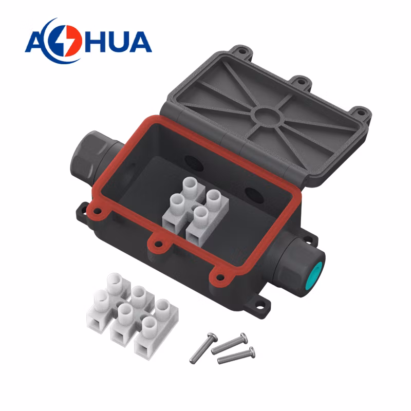 Buried Light Power Supply Plastic Wwterproof Junction Box M20 2~4pin Cable Connector Three-Way Wire Distributor IP68 LED Connector
