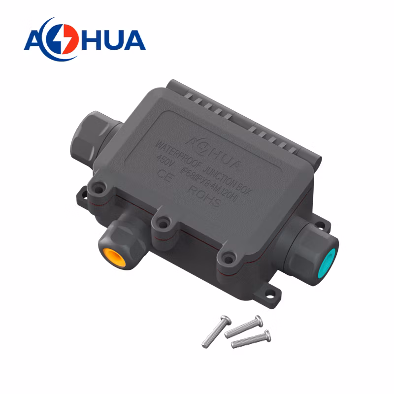 Buried Light Power Supply Plastic Wwterproof Junction Box M20 2~4pin Cable Connector Three-Way Wire Distributor IP68 LED Connector
