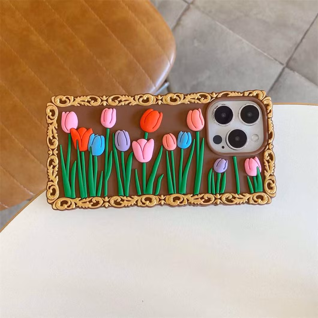 Manufacturer Custom Tulip Flower Mobile Cover Silicone iPhone Cell Phone Cases