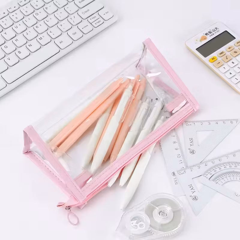 PVC Portable Student Pencil Storage Bag Travel Soft Brush Storage Cosmetic Bag
